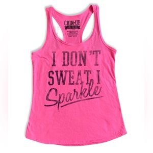 Pink Tank - I Don't Sweat I Sparkle Scoop Neck Pink Tank Top - Size XS